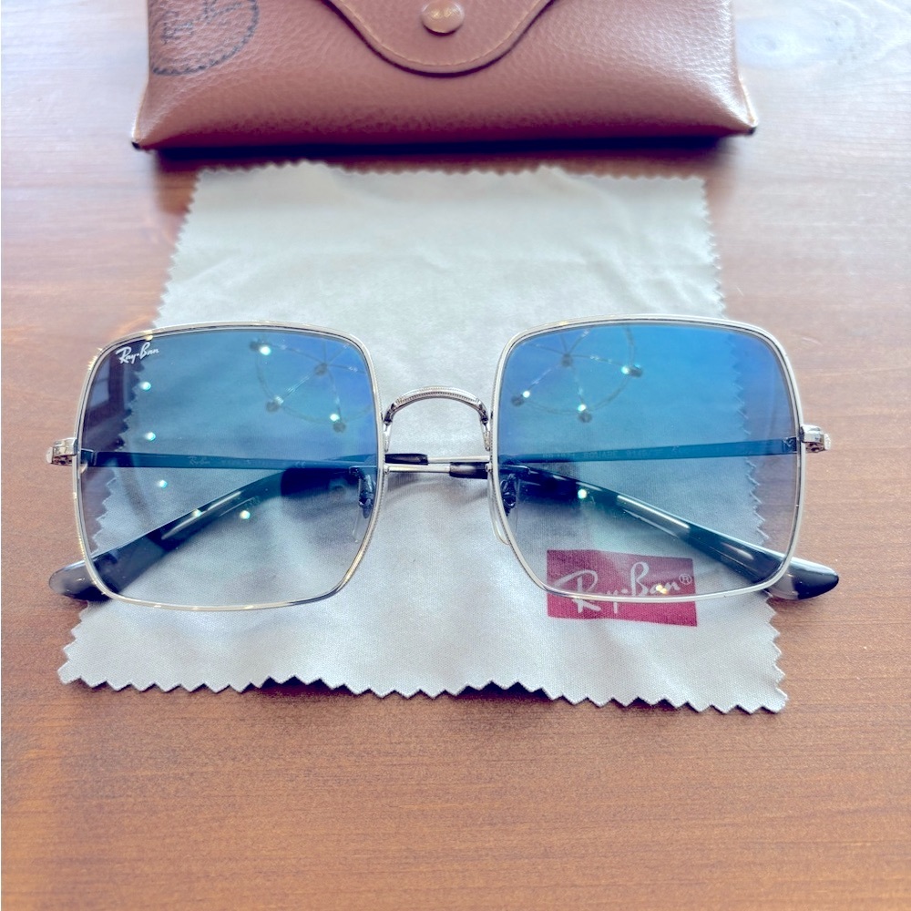 Ray-Ban Silver Frame Blue Lens Sunglasses